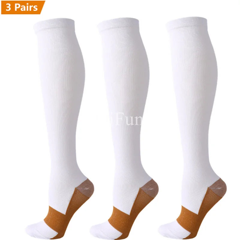 3 Pair Copper Compression Socks Anti Fatigue 15-20 mmHg